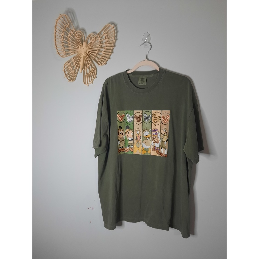 Comfort Colors Disney Safari Mickey Friends Graphic T-Shirt Olive Green 2XL